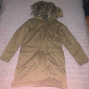 Zara Men's Parka with Fur-Lined Hood/Lapels